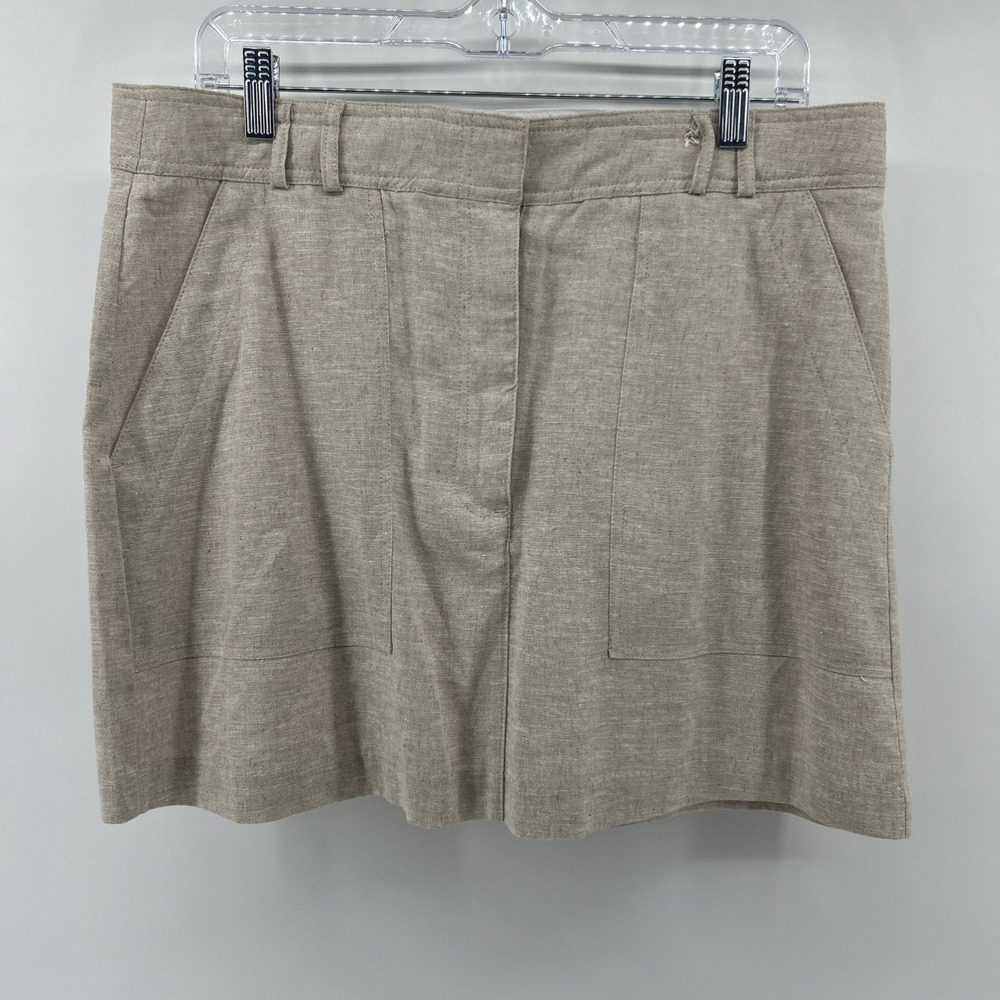 Rachel Zoe Linen Skirt Women's 10 Beige Khaki Mini Straight Summer Casual